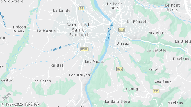 Carte de la zone d'intervention à Saint-Just-Saint-Rambert