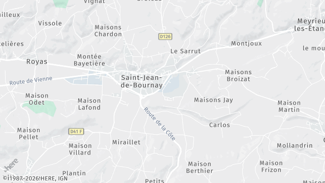 Carte de la zone d'intervention à Saint-Jean-de-Bournay