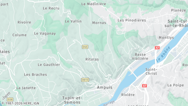 Carte de la zone d'intervention à Ampuis