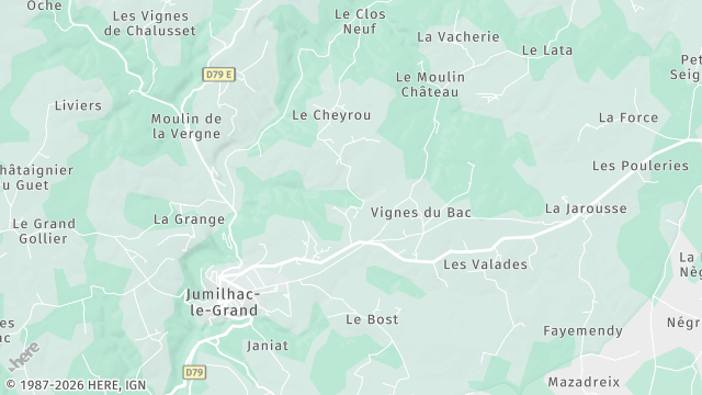 Carte de la zone d'intervention à Jumilhac-le-Grand