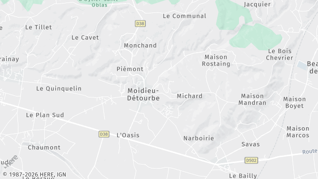 Carte de la zone d'intervention à Moidieu-Détourbe