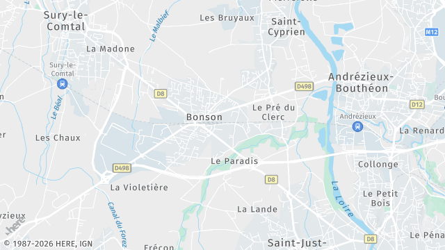 Carte de la zone d'intervention à Bonson
