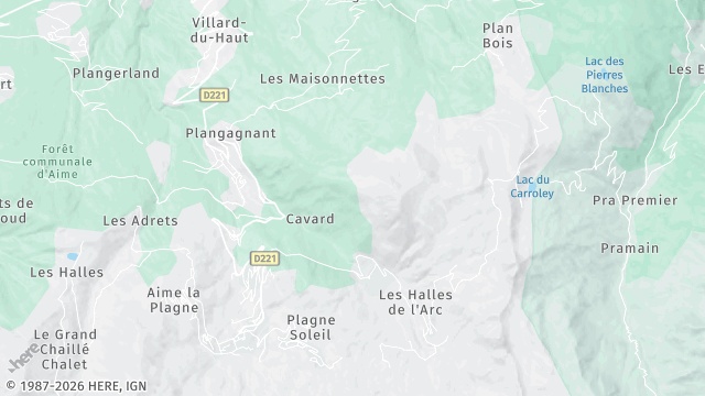 Carte de la zone d'intervention à La Plagne Tarentaise
