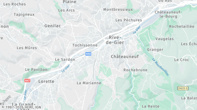 Carte de la zone d'intervention à Rive-de-Gier