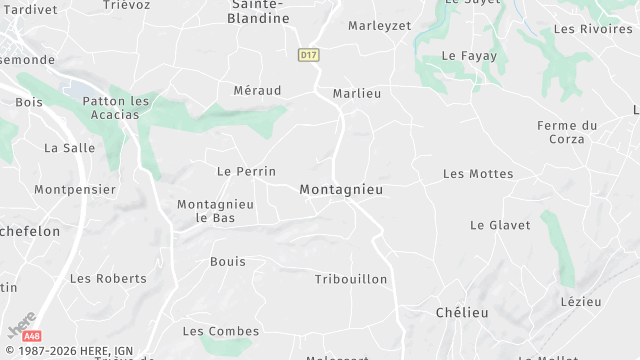 Carte de la zone d'intervention à Montagnieu