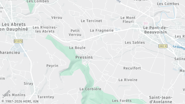 Carte de la zone d'intervention à Pressins