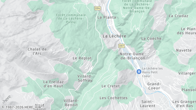 Carte de la zone d'intervention à La Léchère