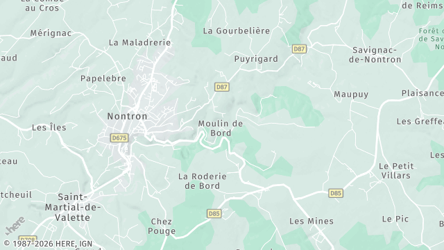 Carte de la zone d'intervention à Nontron