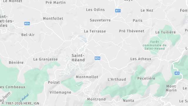 Carte de la zone d'intervention à Saint-Héand