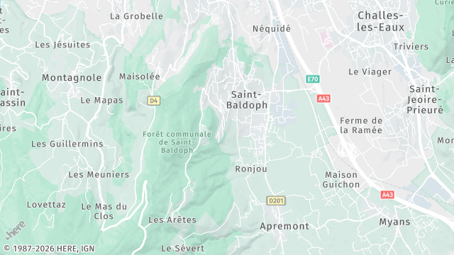 Carte de la zone d'intervention à Saint-Baldoph