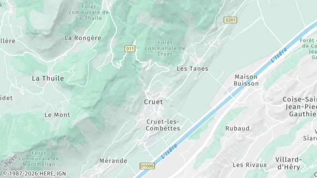 Carte de la zone d'intervention à Cruet