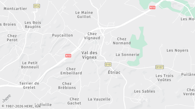 Carte de la zone d'intervention à Val des Vignes