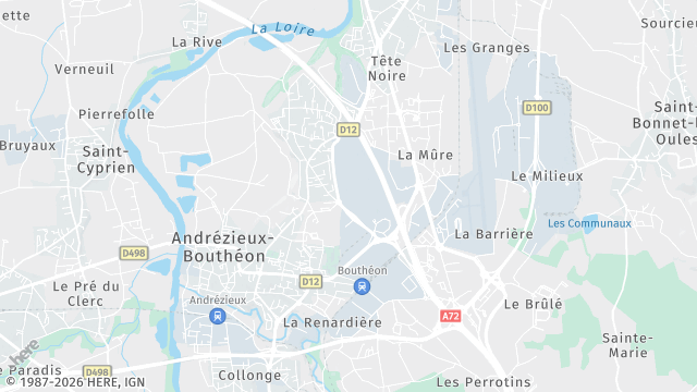 Carte de la zone d'intervention à Andrézieux-Bouthéon
