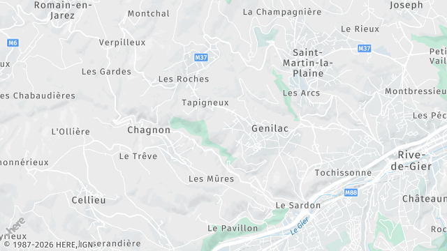 Carte de la zone d'intervention à Genilac