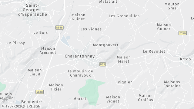 Carte de la zone d'intervention à Charantonnay
