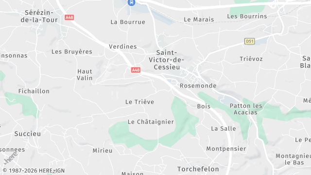 Carte de la zone d'intervention à Saint-Victor-de-Cessieu