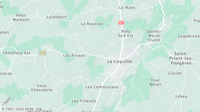 Carte de la zone d'intervention à La Coquille