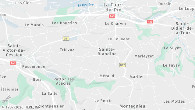 Carte de la zone d'intervention à Sainte-Blandine