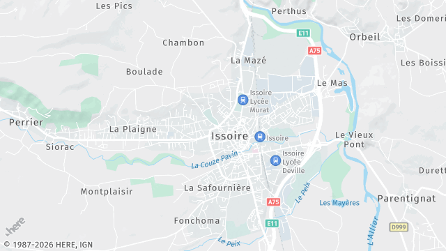 Carte de la zone d'intervention à Issoire