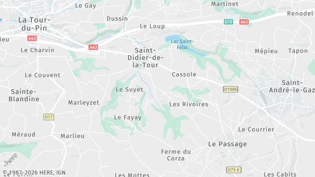 Carte de la zone d'intervention à Saint-Didier-de-la-Tour