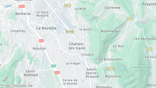 Carte de la zone d'intervention à Challes-les-Eaux
