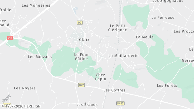 Carte de la zone d'intervention à Claix
