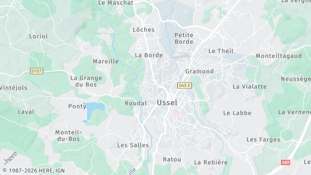 Carte de la zone d'intervention à Ussel