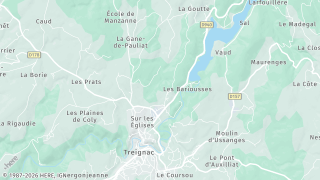 Carte de la zone d'intervention à Treignac