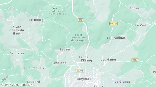 Carte de la zone d'intervention à Meymac