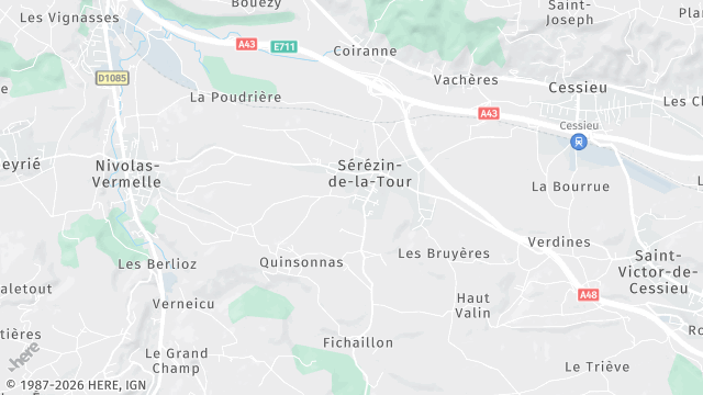 Carte de la zone d'intervention à Sérézin-de-la-Tour