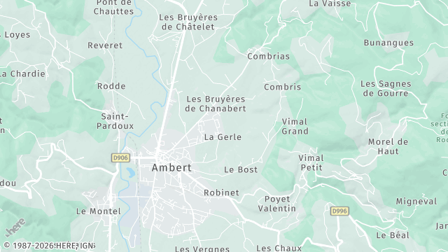 Carte de la zone d'intervention à Ambert