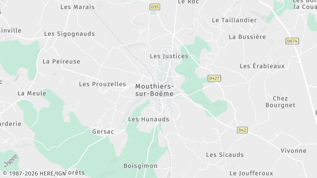 Carte de la zone d'intervention à Mouthiers-sur-Boëme