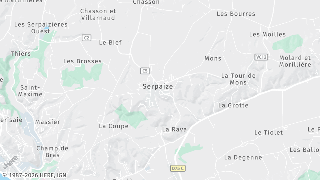 Carte de la zone d'intervention à Serpaize