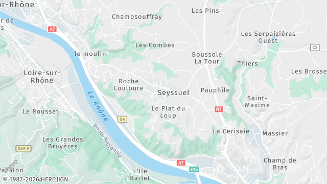 Carte de la zone d'intervention à Seyssuel