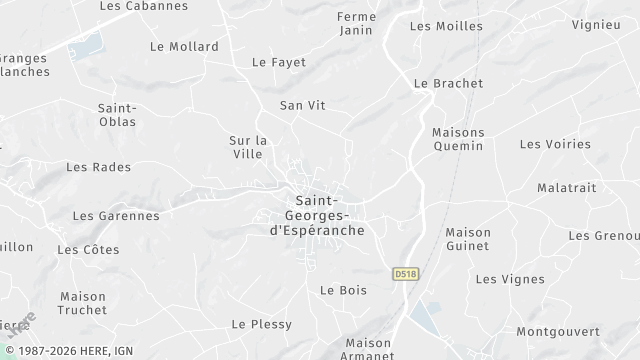 Carte de la zone d'intervention à Saint-Georges-d'Espéranche