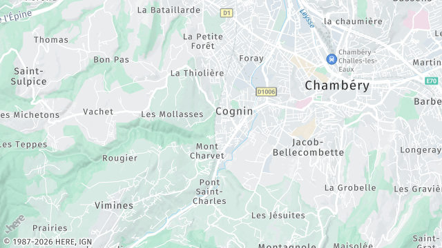 Carte de la zone d'intervention à Cognin