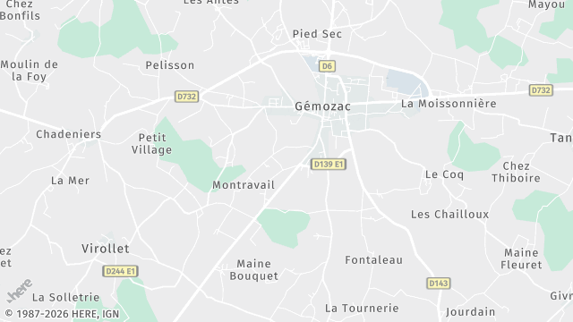 Carte de la zone d'intervention à Gémozac