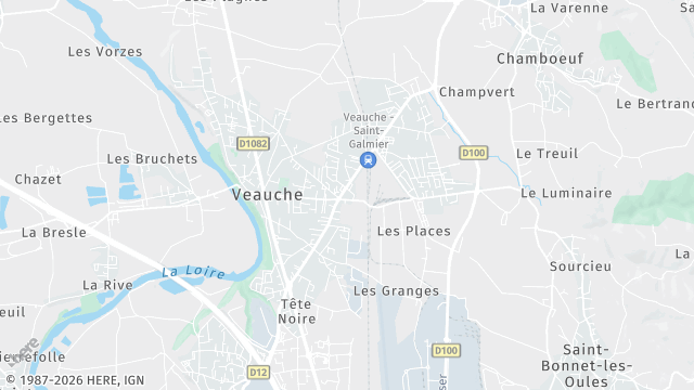 Carte de la zone d'intervention à Veauche