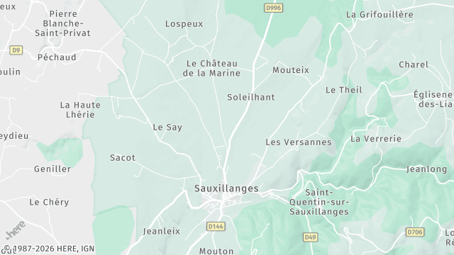 Carte de la zone d'intervention à Sauxillanges