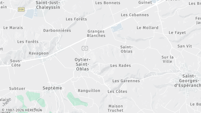 Carte de la zone d'intervention à Oytier-Saint-Oblas