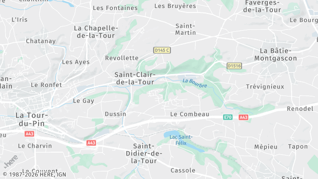 Carte de la zone d'intervention à Saint-Clair-de-la-Tour