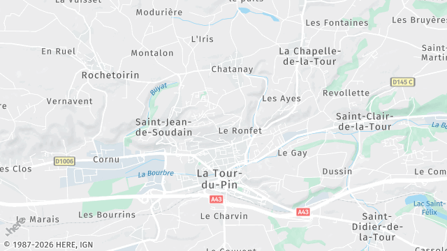 Carte de la zone d'intervention à La Tour-du-Pin