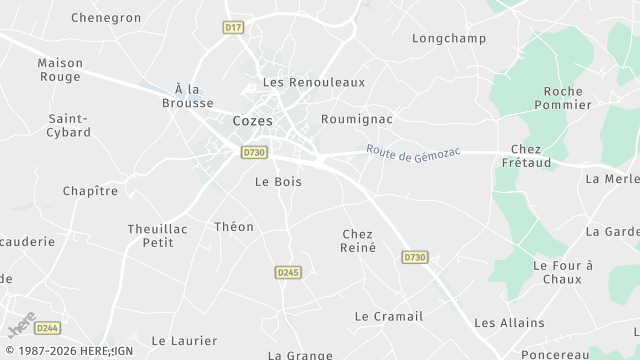 Carte de la zone d'intervention à Cozes