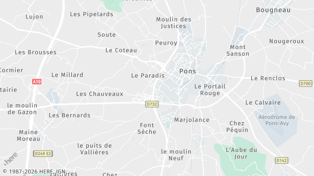 Carte de la zone d'intervention à Pons