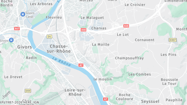 Carte de la zone d'intervention à Chasse-sur-Rhône