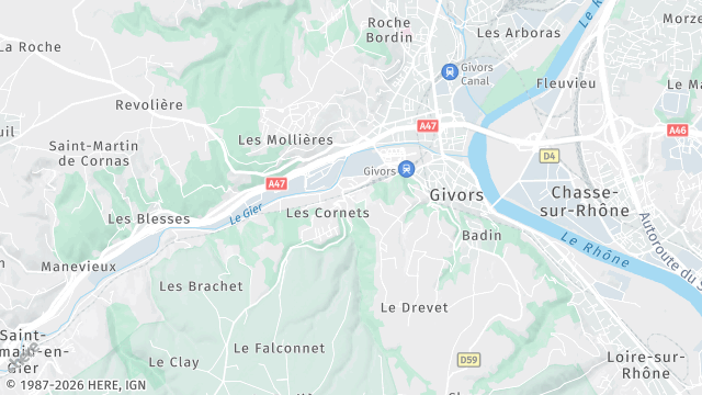Carte de la zone d'intervention à Givors