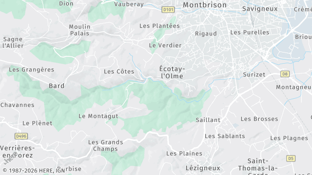 Carte de la zone d'intervention à Écotay-l'Olme