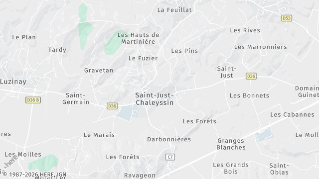 Carte de la zone d'intervention à Saint-Just-Chaleyssin