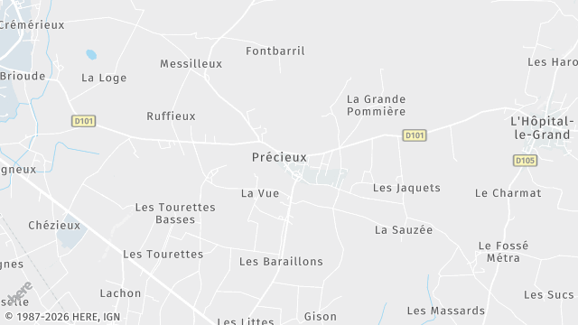 Carte de la zone d'intervention à Précieux