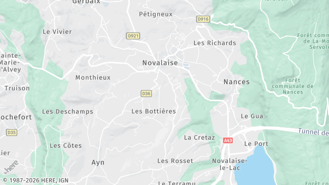 Carte de la zone d'intervention à Novalaise